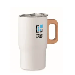Gift Campaign Tazza da viaggio in acciaio inox riciclato e manico in legno 350ml></noscript> Bicchieri Termici Personalizzati