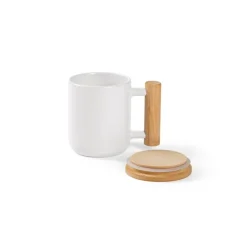Gift Campaign Tazza di porcellana con coperchio e manico di bambù da 320 ml> Tazze Mug