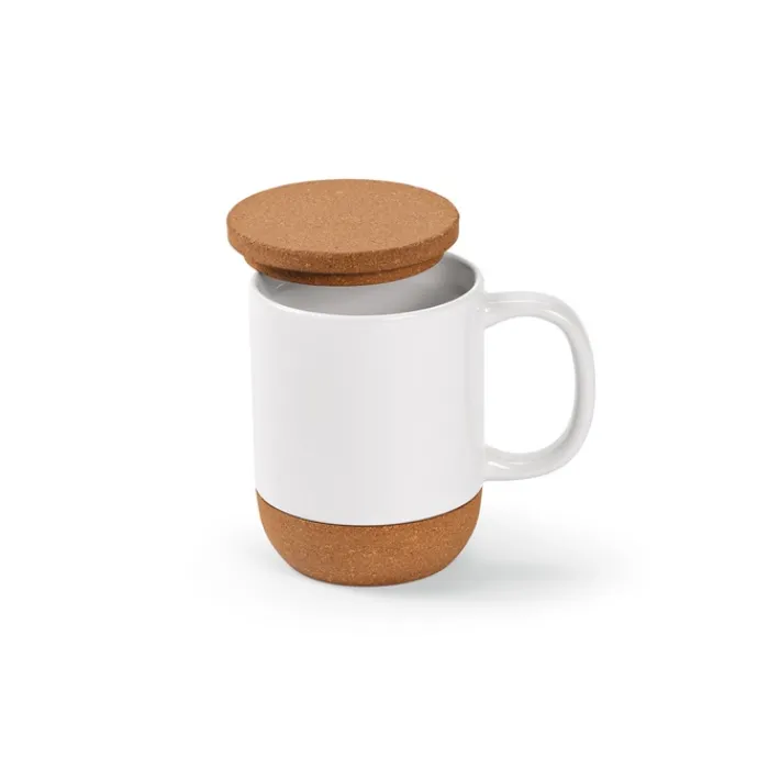 Gift Campaign Tazza ecologica di ceramica con coperchio e base in sughero da 350 ml> Tazze Mug