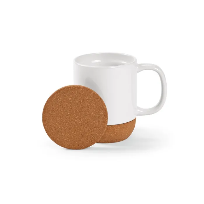 Gift Campaign Tazza ecologica di ceramica con coperchio e base in sughero da 350 ml> Tazze Mug