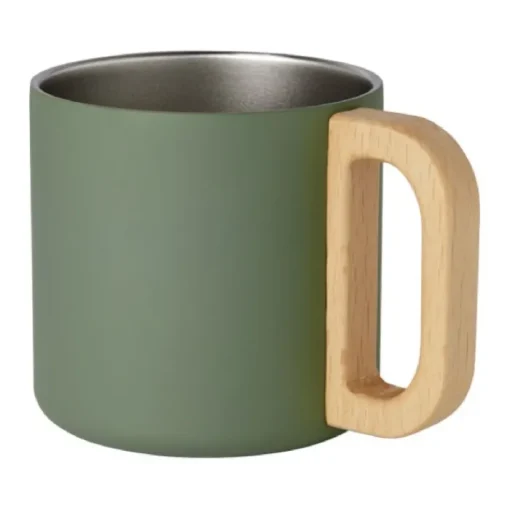 Gift Campaign Tazza in acciaio inox riciclato con manico in legno di faggio 360ml> Gadget Ecologici