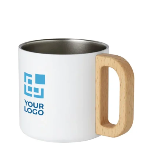 Gift Campaign Tazza in acciaio inox riciclato con manico in legno di faggio 360ml> Gadget Ecologici