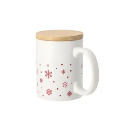 Gift Campaign Tazza in ceramica con fiocchi di neve e coperchio in bambù da 300ml></noscript> Gadget Natalizi