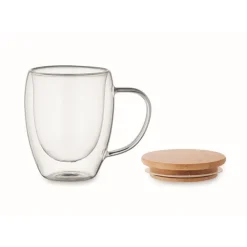 Gift Campaign Tazza in vetro a doppia parete con coperchio in bambù da 250 ml></noscript> Tazzine Da Caffè E Tazze Tè