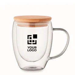 Gift Campaign Tazza in vetro a doppia parete con coperchio in bambù da 250 ml></noscript> Tazzine Da Caffè E Tazze Tè