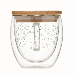 Gift Campaign Tazza in vetro con stelline e tappo in bambù da 220ml Christmas Sky><noscript><img width=