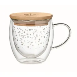 Gift Campaign Tazza in vetro con stelline e tappo in bambù da 220ml Christmas Sky><noscript><img width=