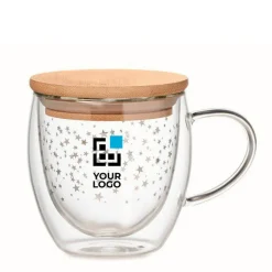 Gift Campaign Tazza in vetro con stelline e tappo in bambù da 220ml Christmas Sky><noscript><img width=