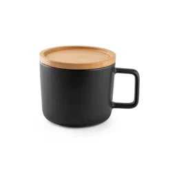 Gift Campaign Tazza promozionale in ceramica con coperchio bamboo 230ml Small Cover> Tazze Mug