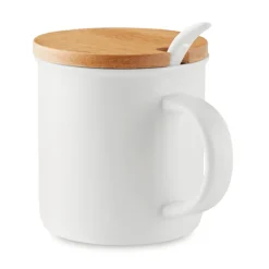 Gift Campaign Tazza promozionale porcellana cucchiaio e tappo bambù 380ml Topped> Tazzine Da Caffè E Tazze Tè