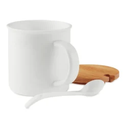 Gift Campaign Tazza promozionale porcellana cucchiaio e tappo bambù 380ml Topped> Tazzine Da Caffè E Tazze Tè
