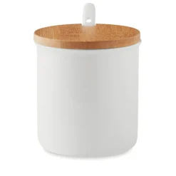 Gift Campaign Tazza promozionale porcellana cucchiaio e tappo bambù 380ml Topped><noscript><img width=