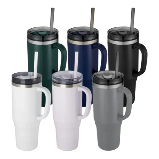Gift Campaign Tazza termica con cannuccia a doppia parete in acciaio e plastica 1,2l> Bicchieri Termici Personalizzati