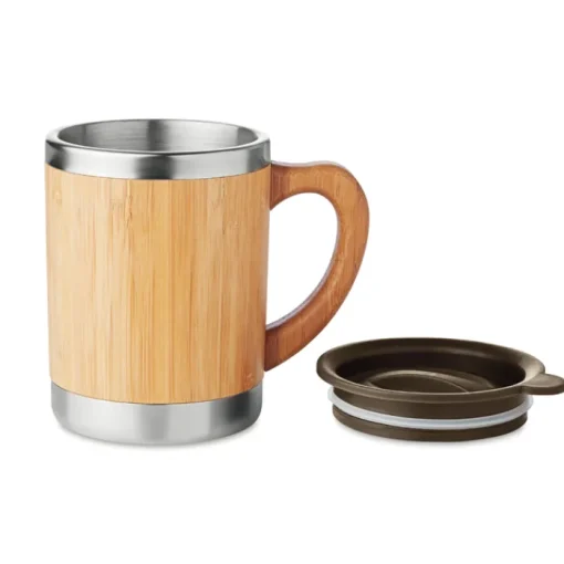Gift Campaign Tazza termica da viaggio in bambù e acciaio con logo 300ml Natural> Gadget Ecologici|Bicchieri Termici Personalizzati