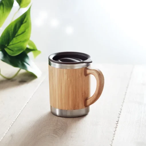 Gift Campaign Tazza termica da viaggio in bambù e acciaio con logo 300ml Natural> Gadget Ecologici|Bicchieri Termici Personalizzati