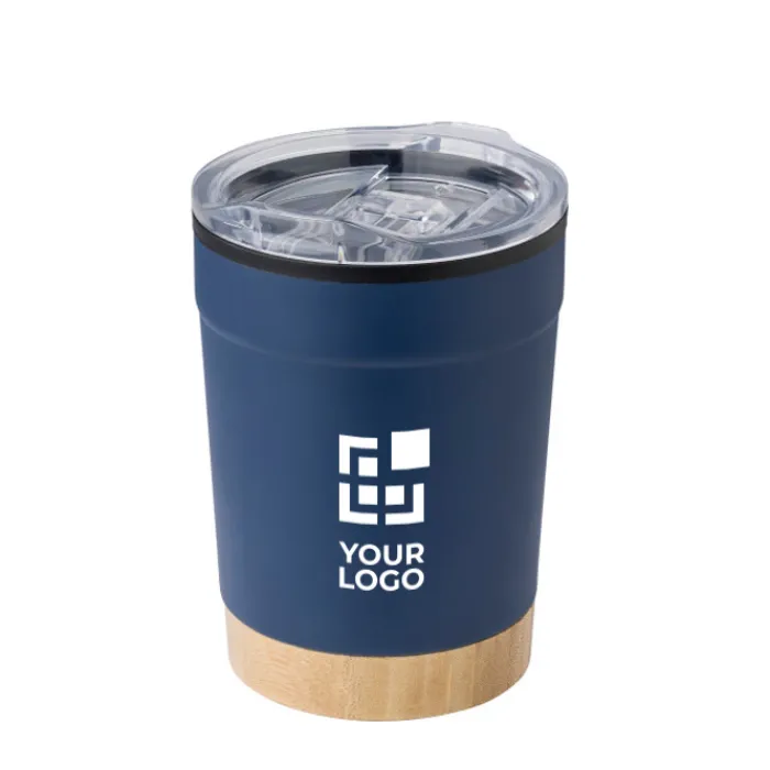 Gift Campaign Tazza termica da viaggio in acciaio inox con base in bambù 300 ml> Bicchieri Termici Personalizzati|Bicchieri Take Away