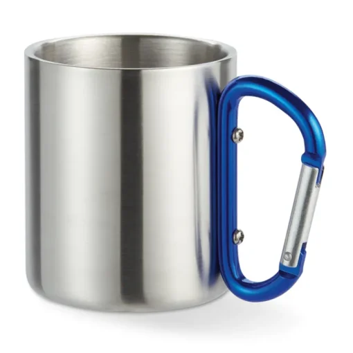 Gift Campaign Tazze con logo in acciaio lucido manico moschettone 220ml Metalhook> Tazze Mug