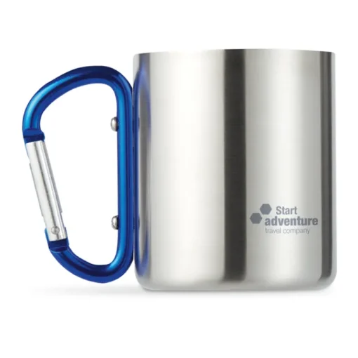 Gift Campaign Tazze con logo in acciaio lucido manico moschettone 220ml Metalhook> Tazze Mug