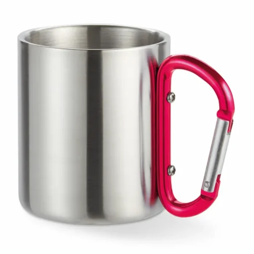 Gift Campaign Tazze con logo in acciaio lucido manico moschettone 220ml Metalhook> Tazze Mug