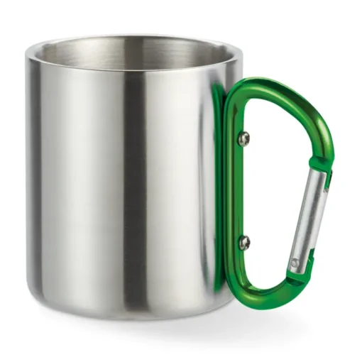Gift Campaign Tazze con logo in acciaio lucido manico moschettone 220ml Metalhook> Tazze Mug