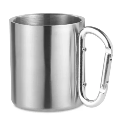 Gift Campaign Tazze con logo in acciaio lucido manico moschettone 220ml Metalhook> Tazze Mug