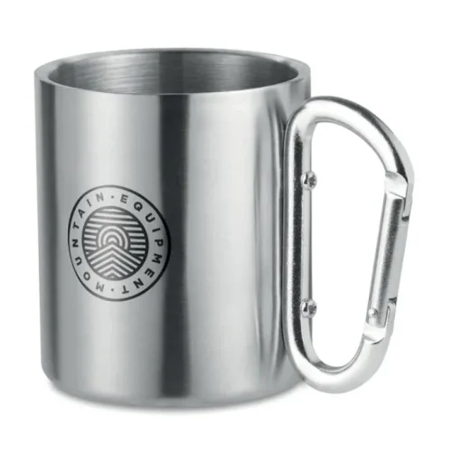 Gift Campaign Tazze con logo in acciaio lucido manico moschettone 220ml Metalhook> Tazze Mug