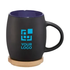 Gift Campaign Tazze pubblicitaria in ceramica con coperchio in bamboo 400ml Coaster></noscript> Tazze Mug