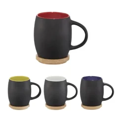 Gift Campaign Tazze pubblicitaria in ceramica con coperchio in bamboo 400ml Coaster></noscript> Tazze Mug