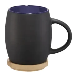Gift Campaign Tazze pubblicitaria in ceramica con coperchio in bamboo 400ml Coaster></noscript> Tazze Mug
