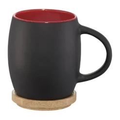 Gift Campaign Tazze pubblicitaria in ceramica con coperchio in bamboo 400ml Coaster></noscript> Tazze Mug