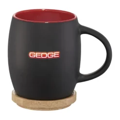 Gift Campaign Tazze pubblicitaria in ceramica con coperchio in bamboo 400ml Coaster></noscript> Tazze Mug