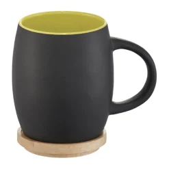 Gift Campaign Tazze pubblicitaria in ceramica con coperchio in bamboo 400ml Coaster></noscript> Tazze Mug