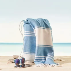 Gift Campaign Telo mare hammam in cotone e poliestere riciclato 180g/m² con zainetto><noscript><img width=
