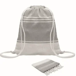 Gift Campaign Telo mare hammam in cotone e poliestere riciclato 180g/m² con zainetto><noscript><img width=