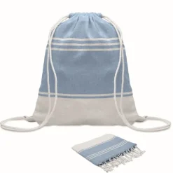 Gift Campaign Telo mare hammam in cotone e poliestere riciclato 180g/m² con zainetto><noscript><img width=