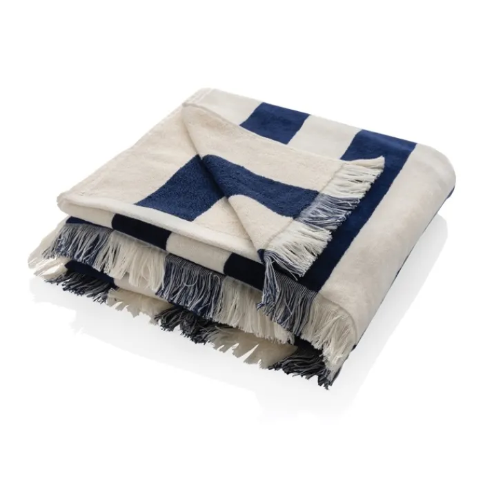 Gift Campaign Telo spiaggia pubblicitario a righe riciclato 180x100cm EcoComfort XL> Teli Mare|Asciugamani Personalizzati