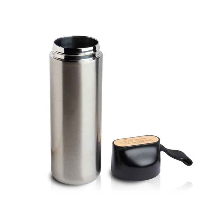 Gift Campaign Thermos in acciaio inox con manico e dettaglio in bambù 600 ml> Borracce Di Metallo