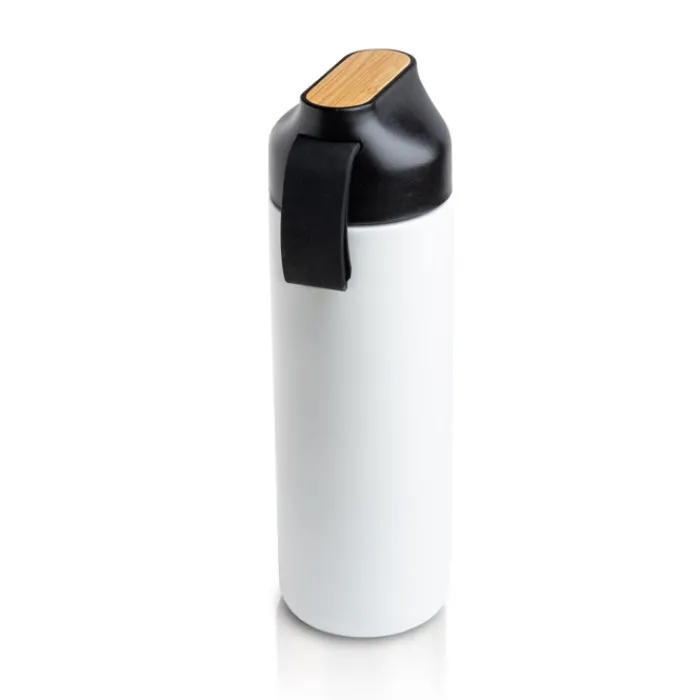 Gift Campaign Thermos in acciaio inox con manico e dettaglio in bambù 600 ml> Borracce Di Metallo