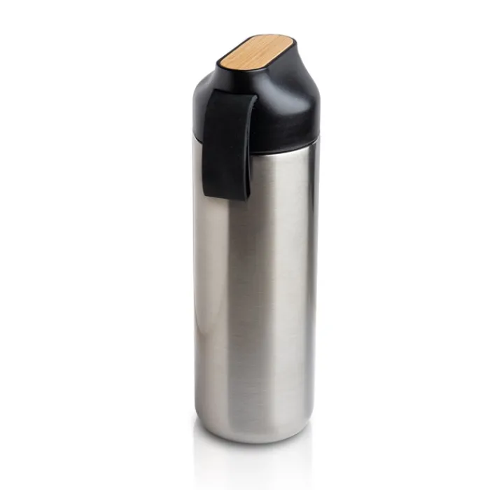 Gift Campaign Thermos in acciaio inox con manico e dettaglio in bambù 600 ml> Borracce Di Metallo