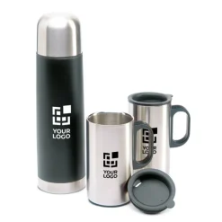 Gift Campaign Thermos pubblicitario con logo da 500ml con 2 tazze da 220ml Mug Set><noscript><img width=