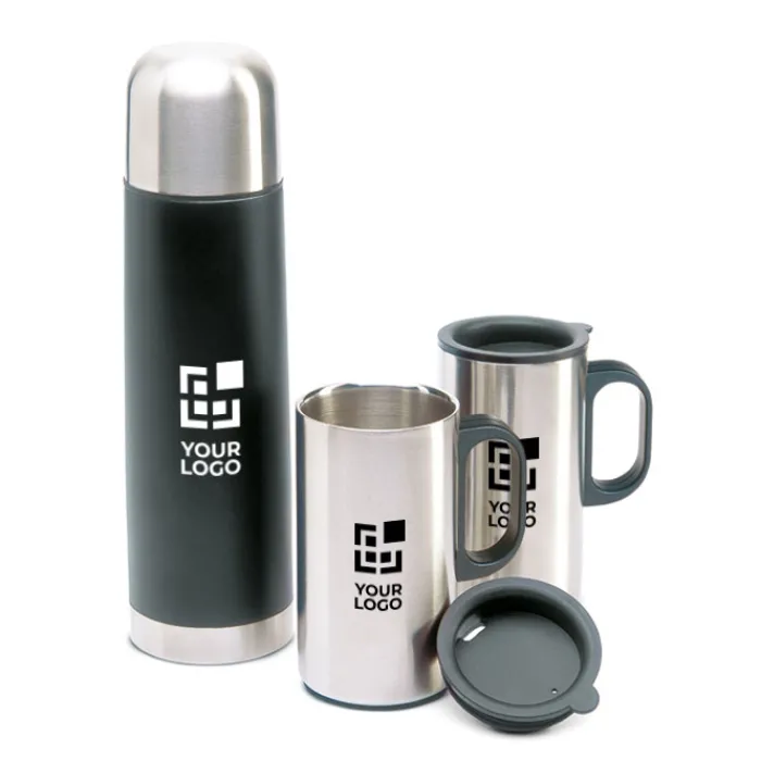 Gift Campaign Thermos pubblicitario con logo da 500ml con 2 tazze da 220ml Mug Set> Thermos Personalizzati