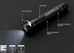 Gift Campaign Torcia in alluminio riciclato con 5 modalità di luce e portata di 100m><noscript><img width=