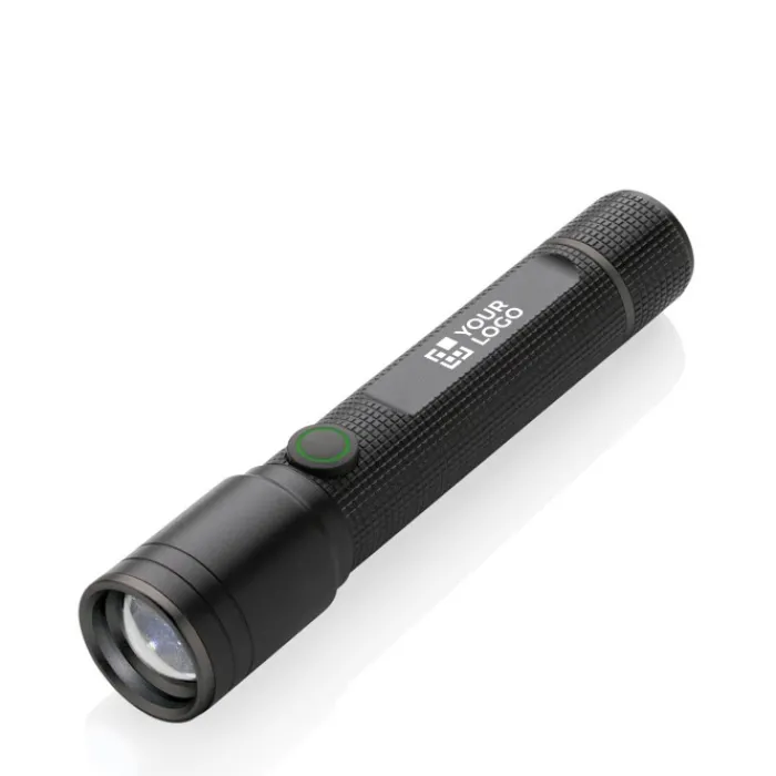 Gift Campaign Torcia in alluminio riciclato con 5 modalità di luce e portata di 100m> Torce
