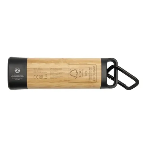 Gift Campaign Torcia in bambù e plastica riciclata con moschettone e 3 tipi di luce> Torce