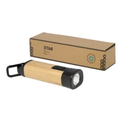 Gift Campaign Torcia in bambù e plastica riciclata con moschettone e 3 tipi di luce></noscript> Torce