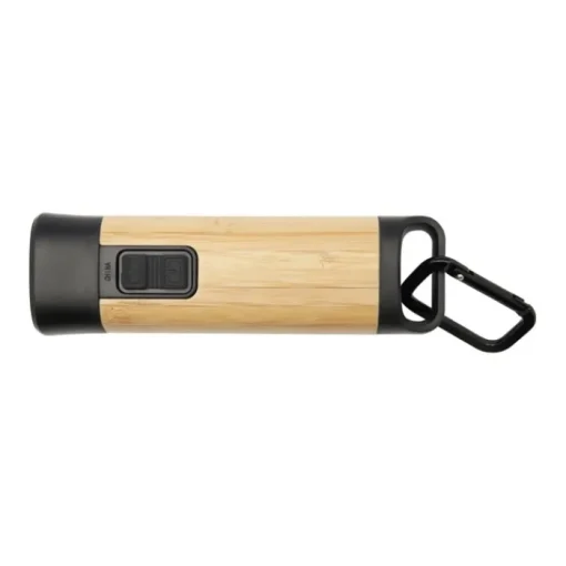 Gift Campaign Torcia in bambù e plastica riciclata con moschettone e 3 tipi di luce> Torce