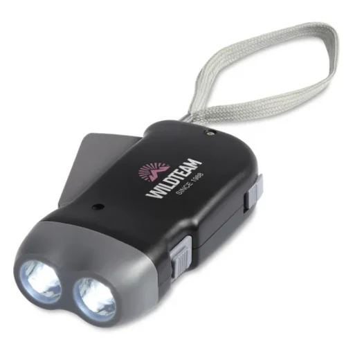 Gift Campaign Torcia personalizzata 2 LED in ABS dinamo con laccetto DynaLight> Torce
