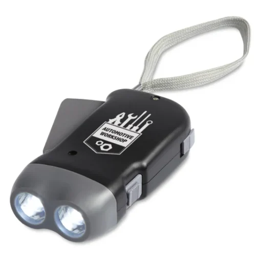 Gift Campaign Torcia personalizzata 2 LED in ABS dinamo con laccetto DynaLight> Torce