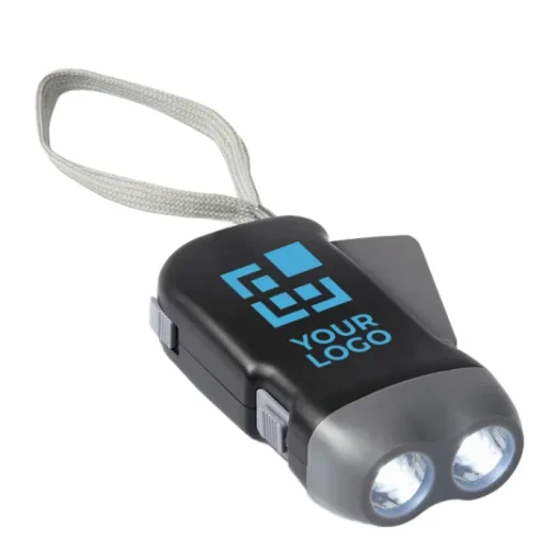 Gift Campaign Torcia personalizzata 2 LED in ABS dinamo con laccetto DynaLight> Torce