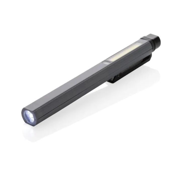 Gift Campaign Torcia tascabile a forma di penna con luce COB, LED e luce blu> Torce